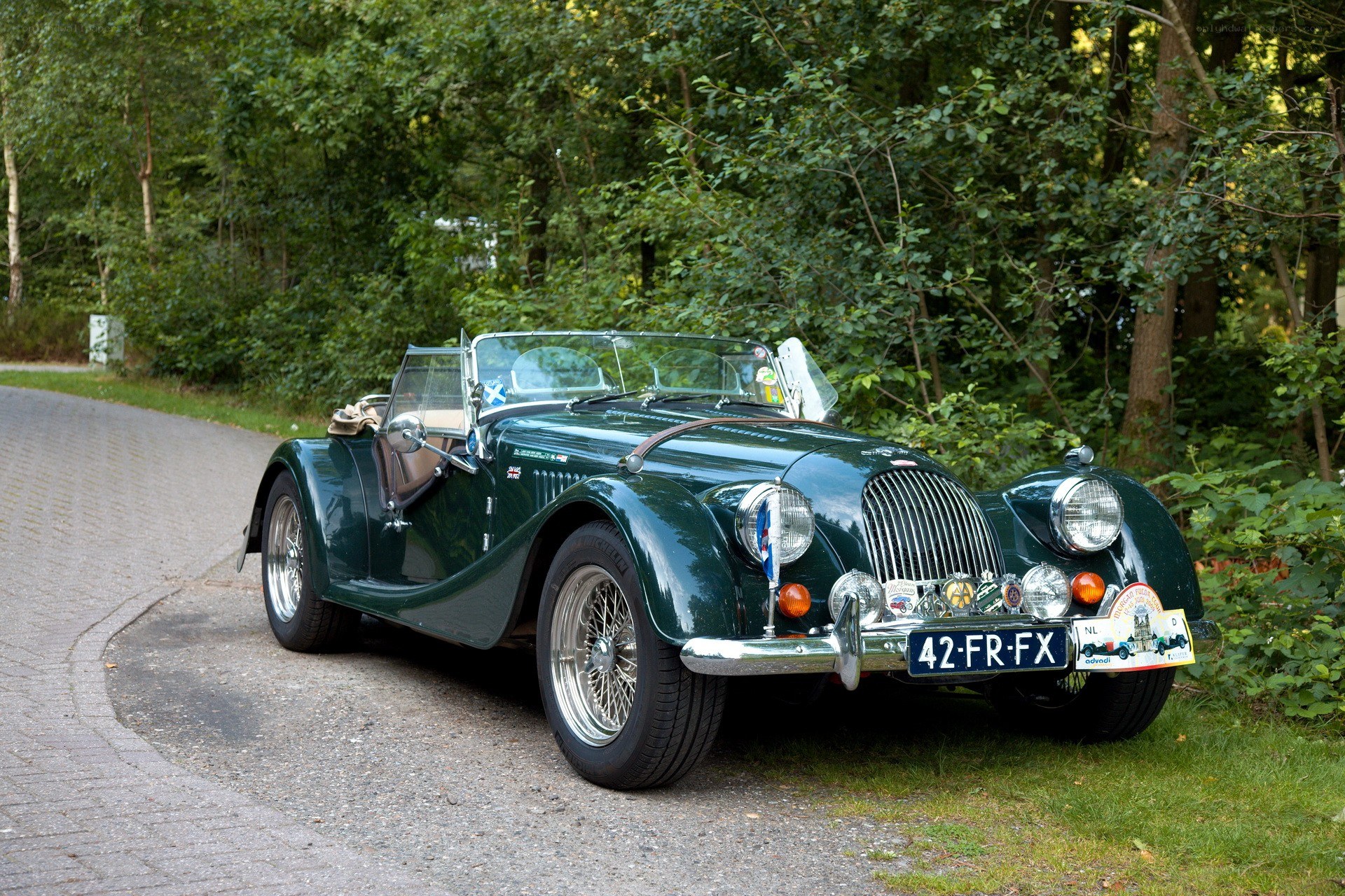 Green vintage Morgan convertible
