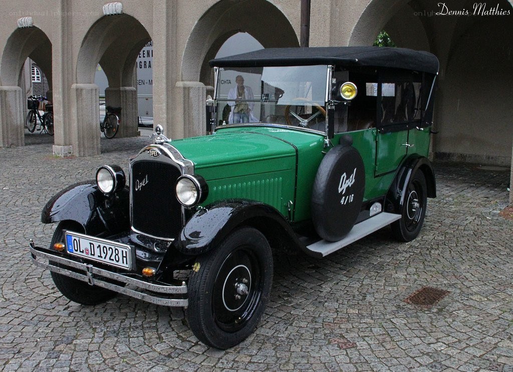Green vintage Opel car