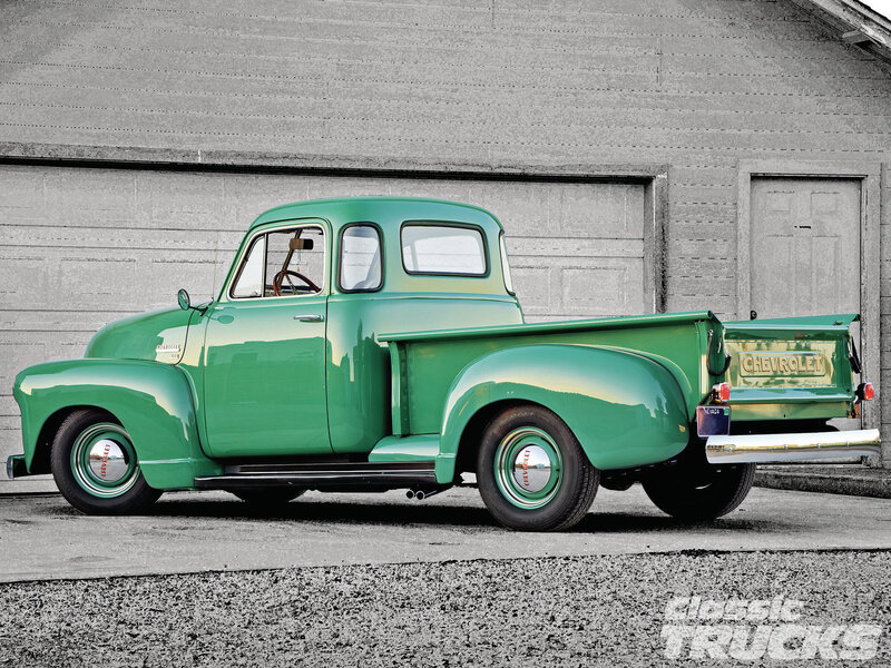 Green Vintage Pickup Truck — Calm, Photograph