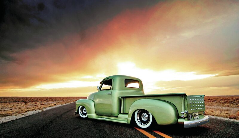 Green Vintage Pickup Truck — Dramatic