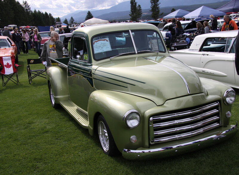 Green Vintage Pickup Truck — Outdoor, Afternoon