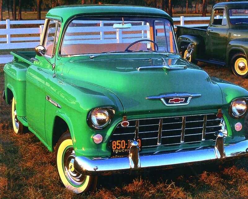 Green Vintage Pickup Truck — Serene, Sunset
