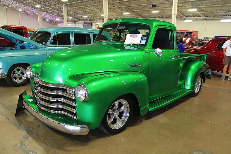 Green Vintage Pickup Truck — Showroom