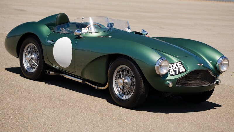 Green Vintage Race Car — Calm, Afternoon, Photograph, White Circle