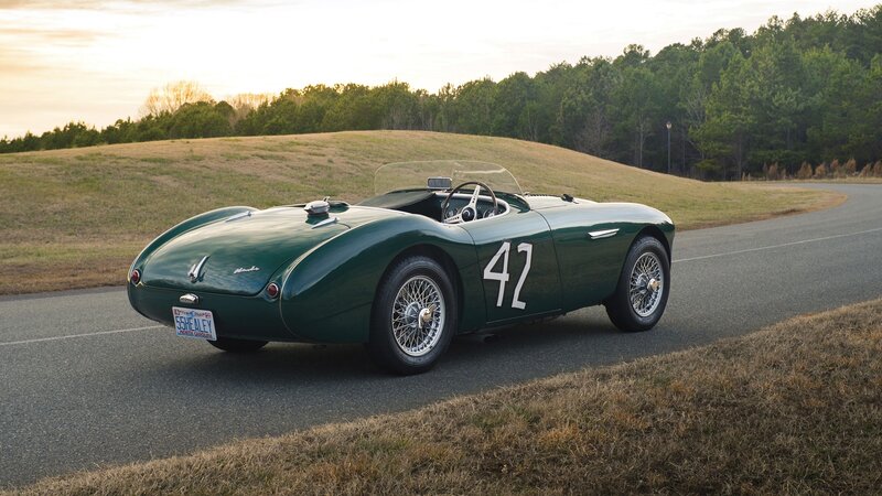 Green Vintage Race Car — Serene, Sunset