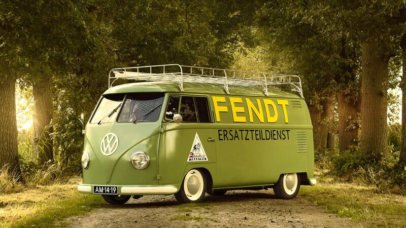 Green vintage Volkswagen van
