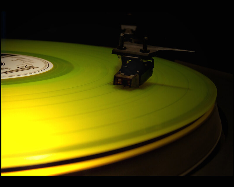Green Vinyl Record — Yellow, Dramatic, Night