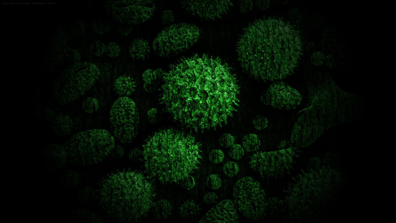 green virus cells on black