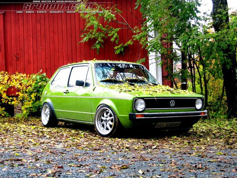 Green Volkswagen Golf — Autumnal