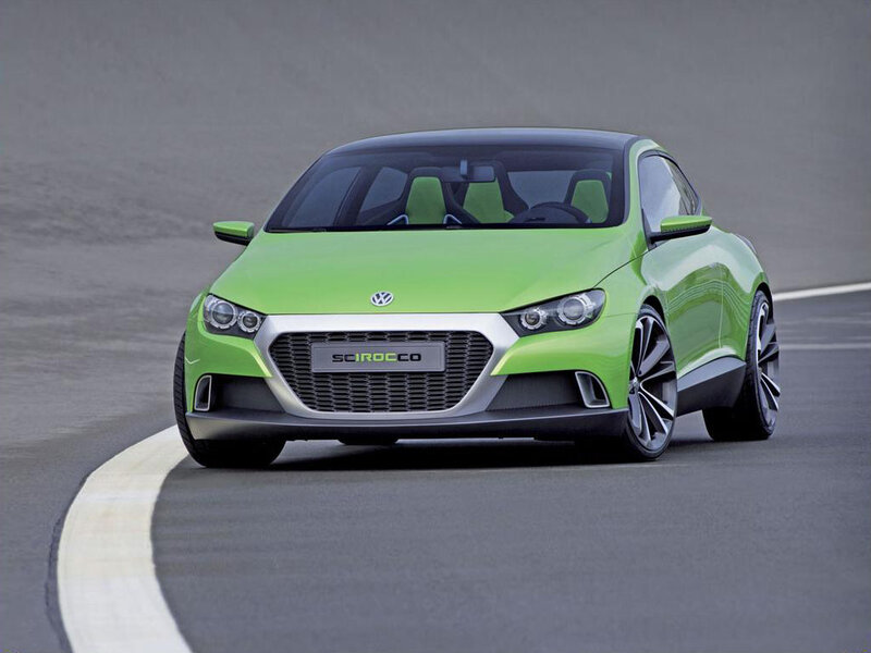 Green Volkswagen Scirocco — Lime Green, Dynamic, Photograph, Car, Road, Grille, Black