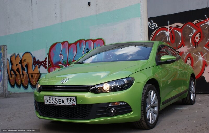Green Volkswagen Scirocco — Urban, Afternoon