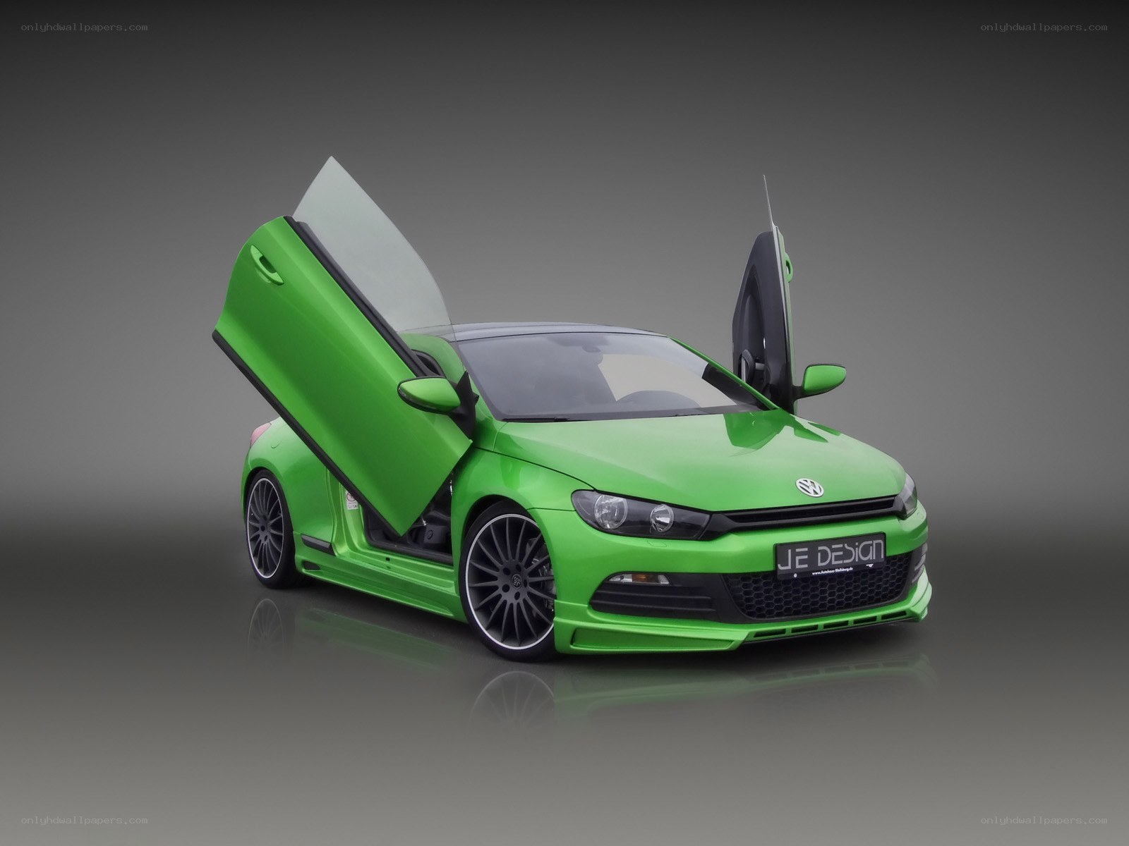 Green Volkswagen Scirocco with gullwing doors