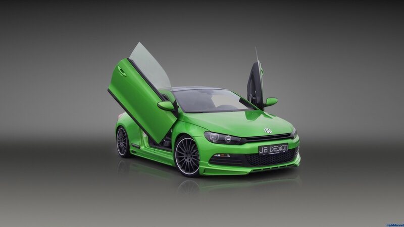 Green Volkswagen Scirocco with gullwing doors