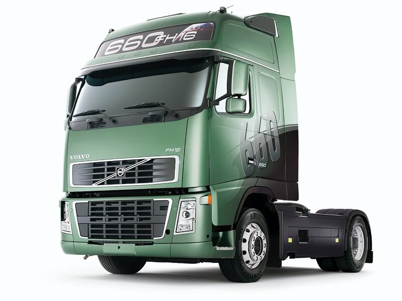 Green Volvo FH16 truck
