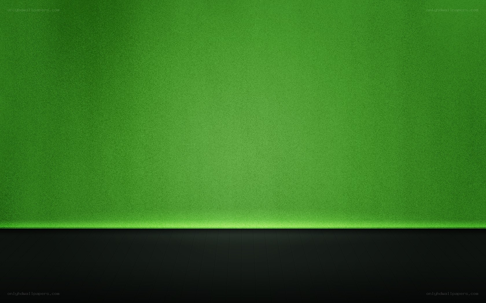 green wall and dark floor