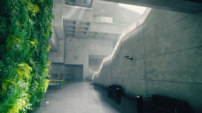 Green Wall in Concrete Hall