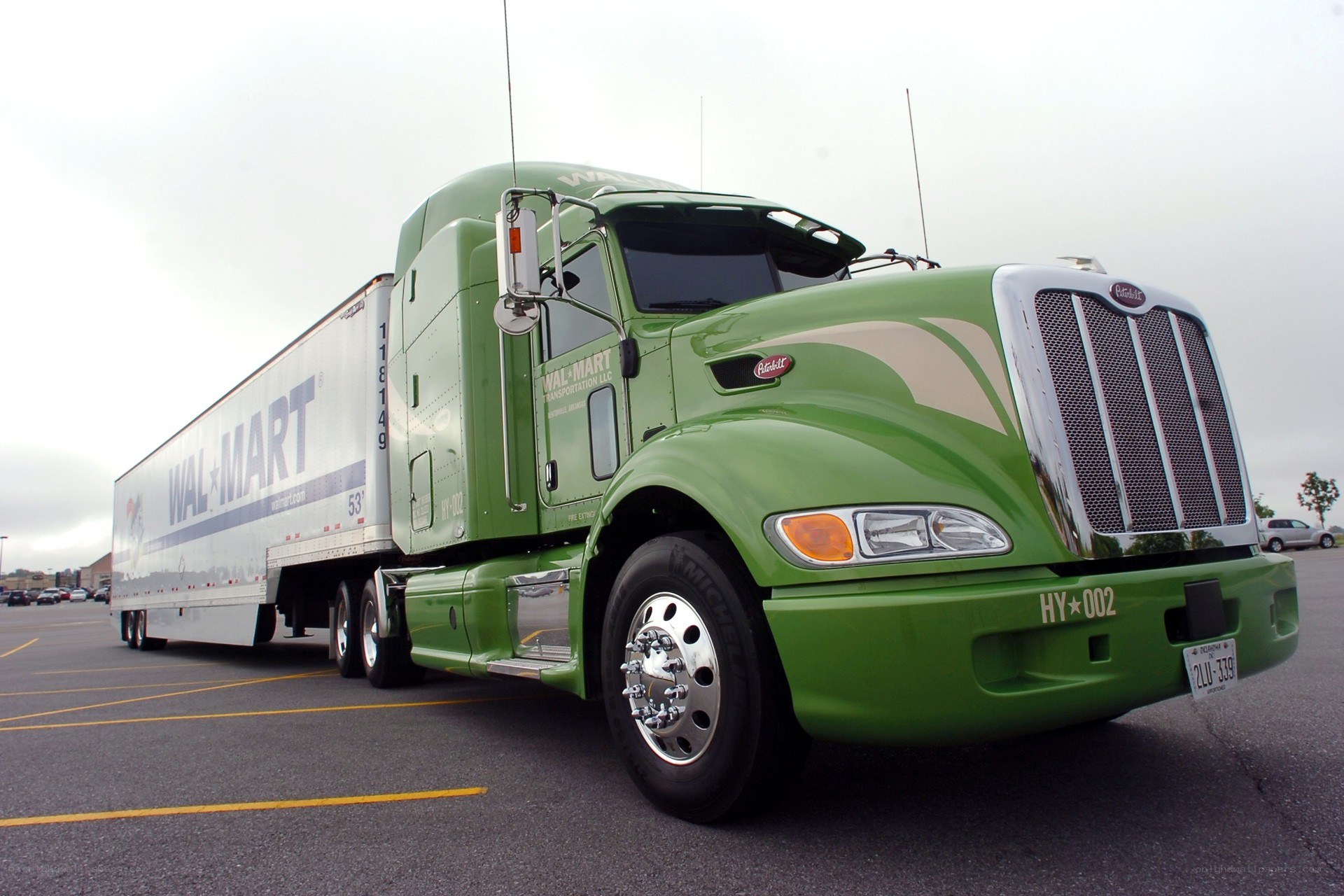 Green Walmart semi-truck