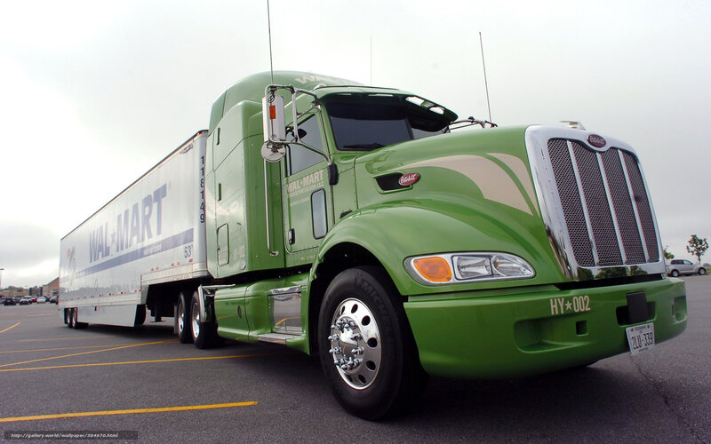 Green Walmart semi-truck
