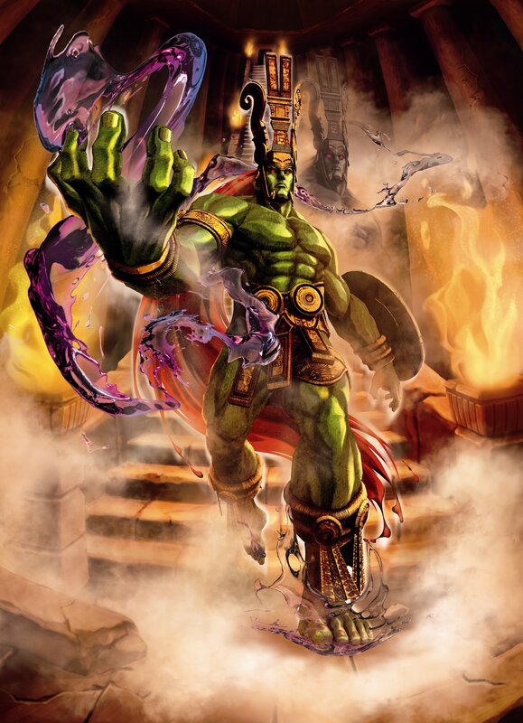 green warrior with purple energy