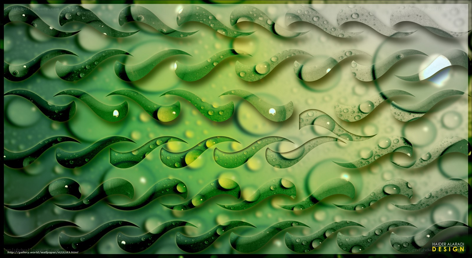 Green water droplet waves