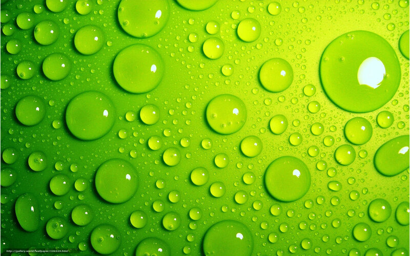 Green Water Droplets — Calm, Photograph, Surface