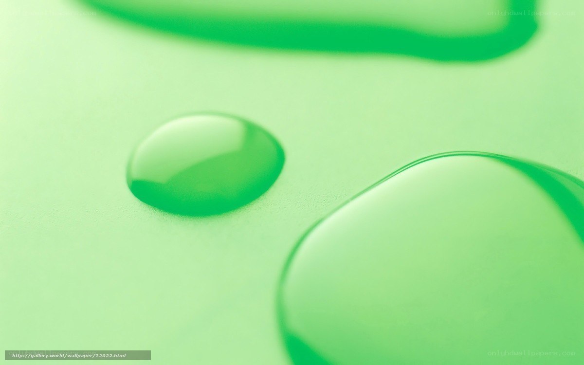 Green water droplets on surface
