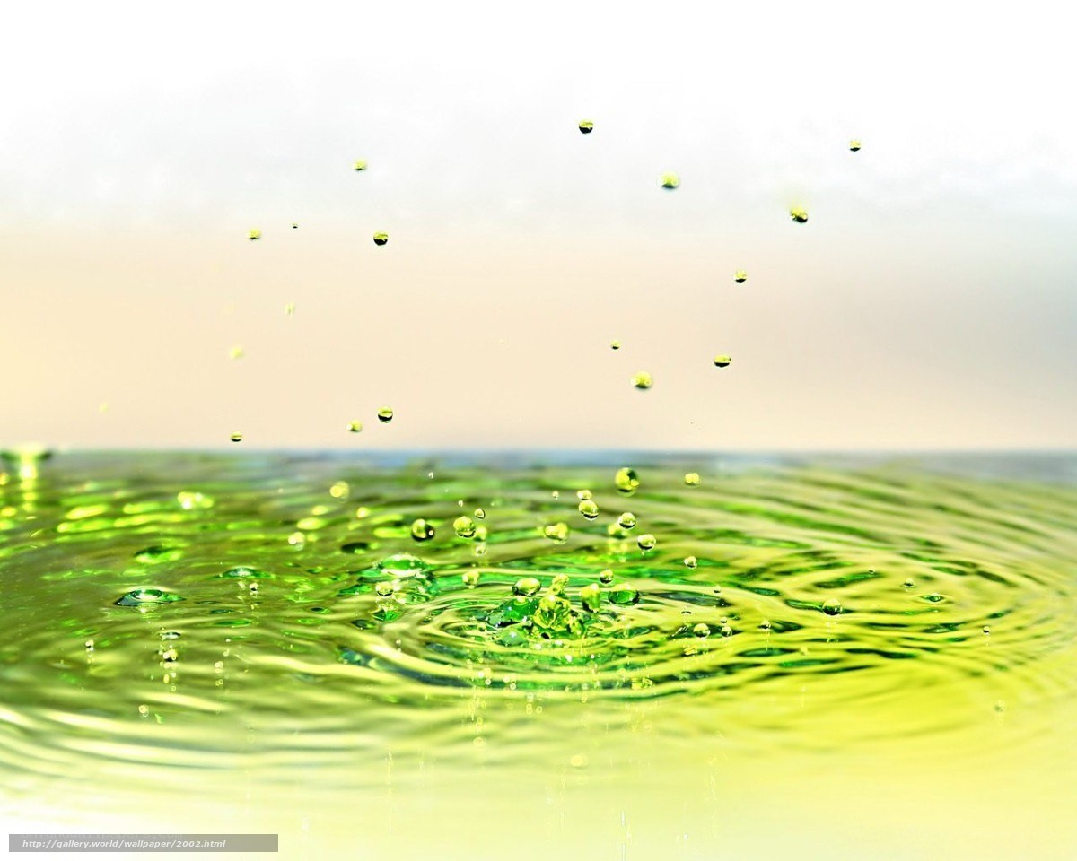 green water droplets splash