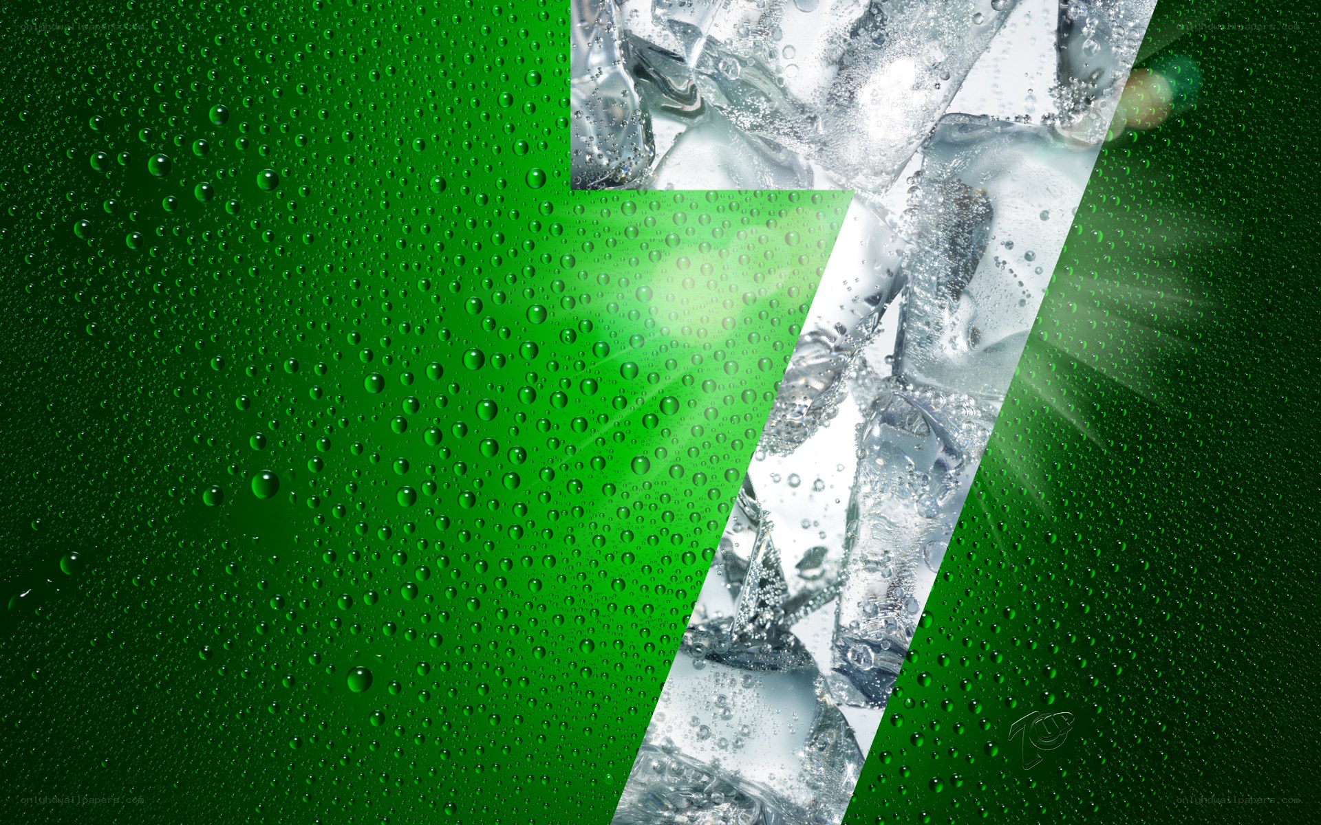 green water droplets with ice