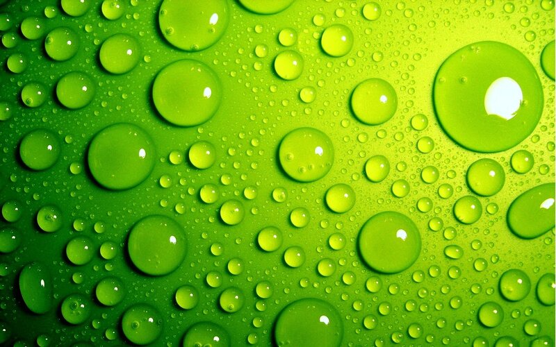 Green Water Droplets — Yellow