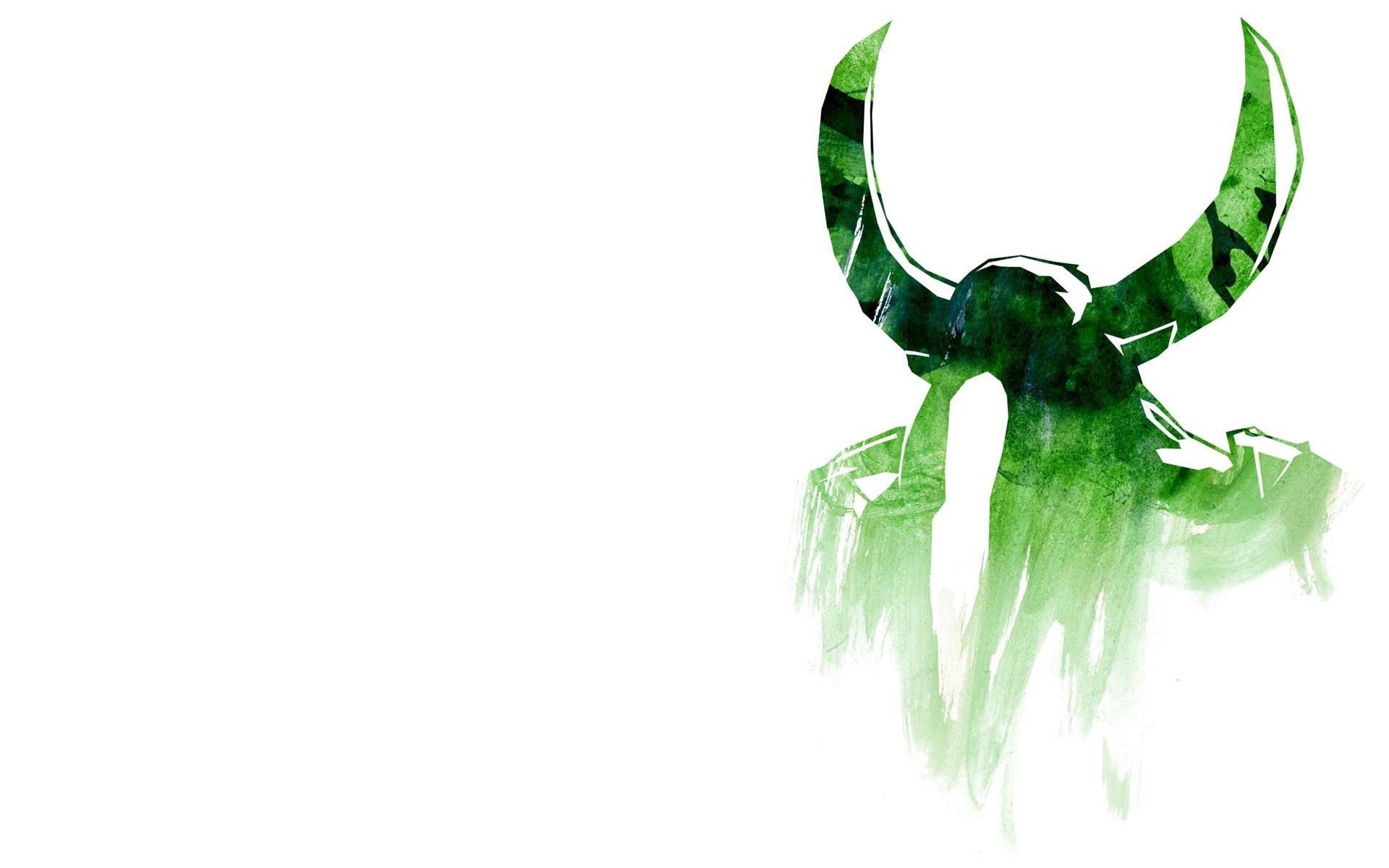 green watercolor Loki silhouette