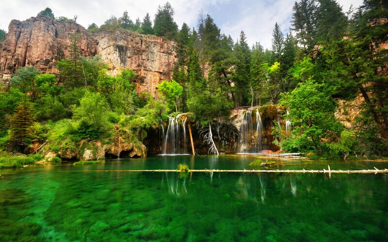 Green Waterfall Pool — Serene, Afternoon, Photograph, Trees