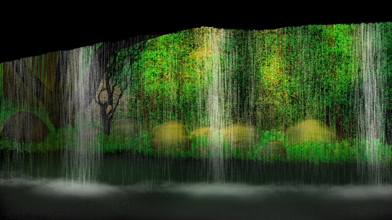 Green Waterfall Scene