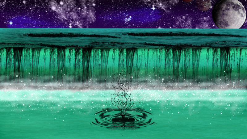 Green Waterfall under Stars