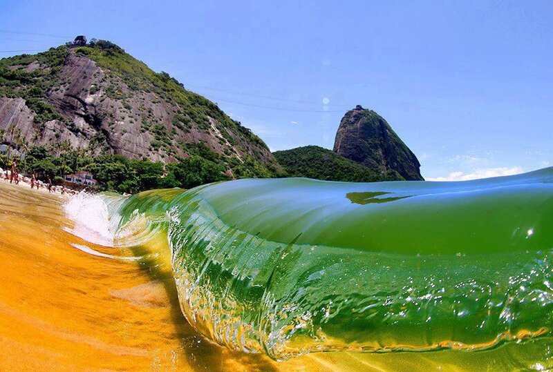 Green Wave at Beach — Vibrant, Afternoon