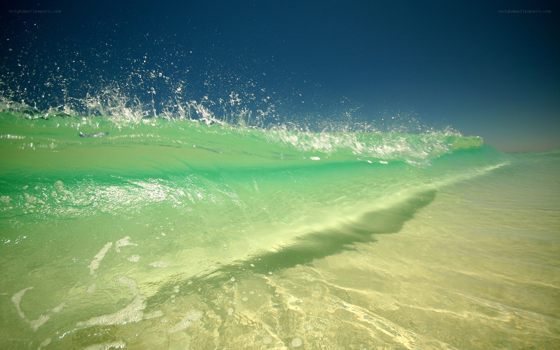 green wave crashing on shore