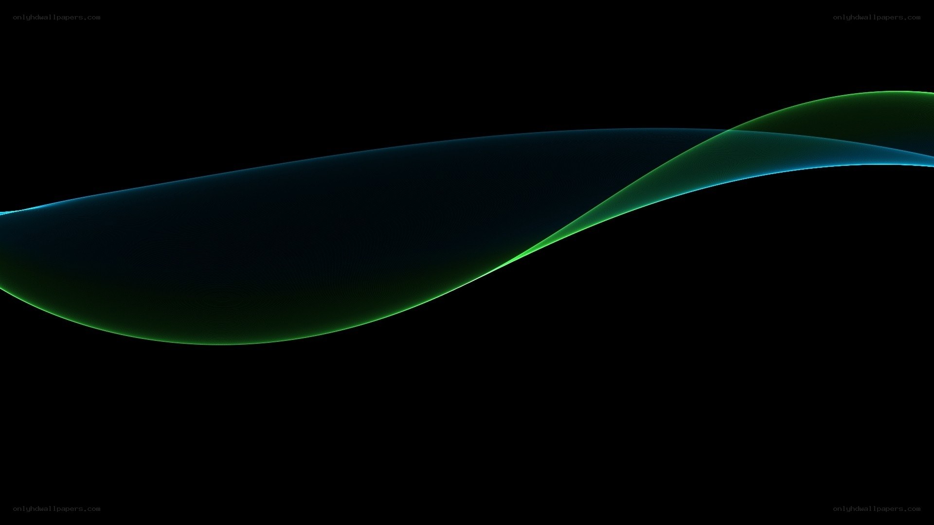 green wave on black background