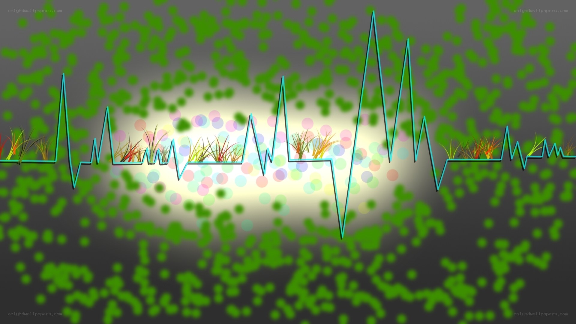 green waveform with grass