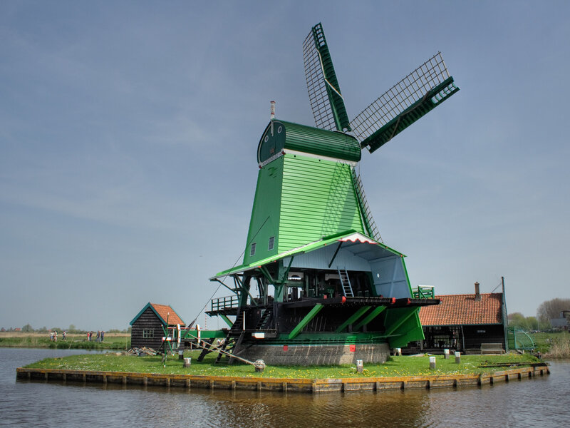 Green Windmill on Island