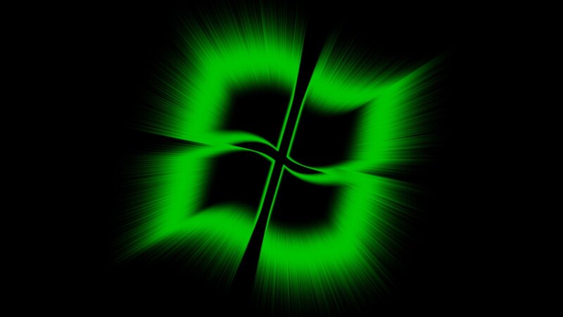 Green Windows logo on black