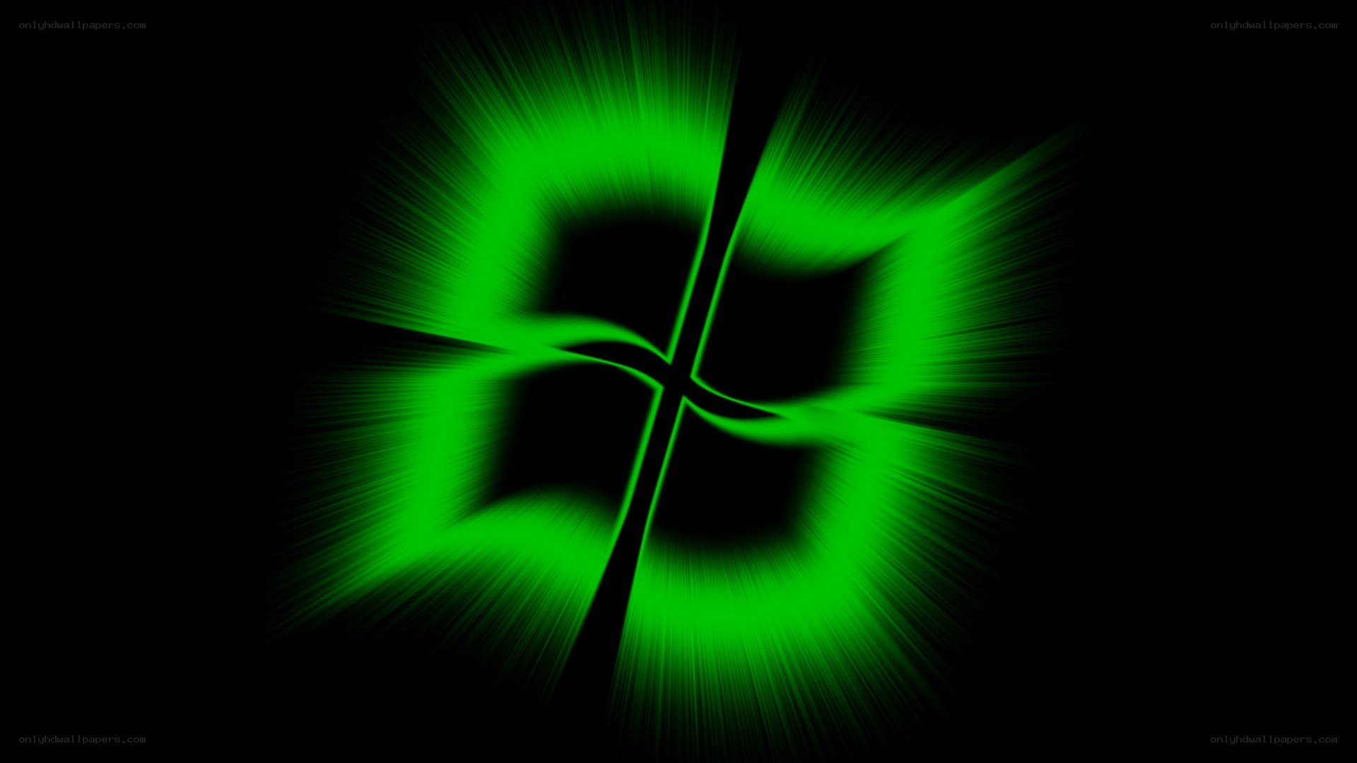 Green Windows logo on black