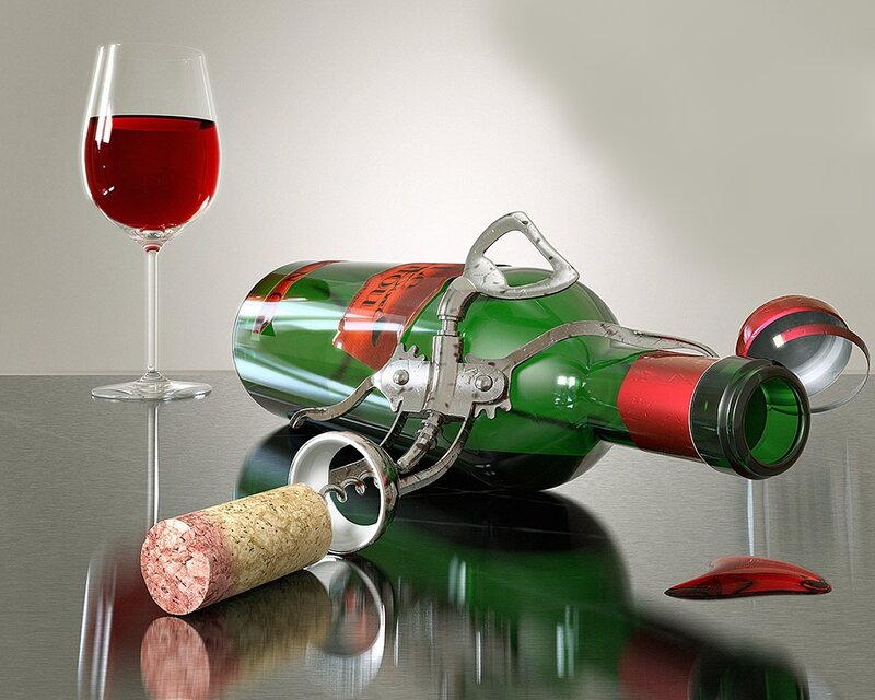 Green Wine Bottle — Still Life