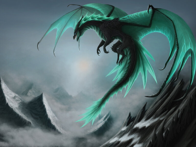 Green-winged Dragon — Teal
