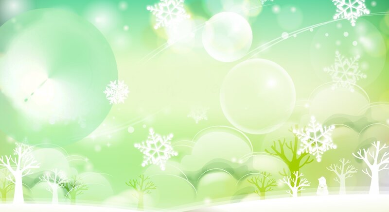 green winter snowflake scene