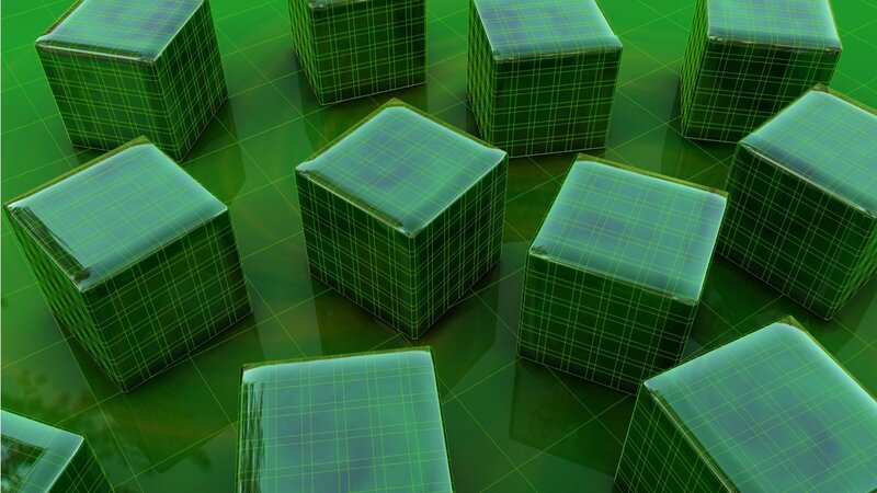 Green Wireframe Cubes — Neutral