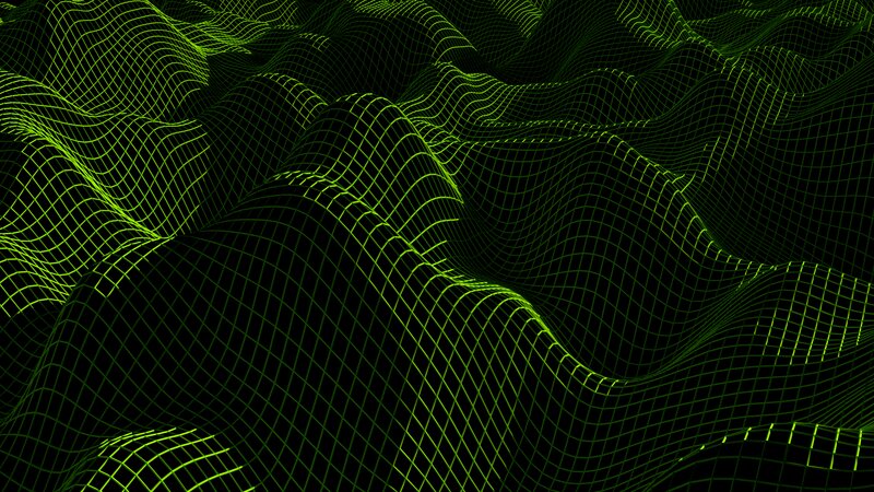 Green Wireframe Waves