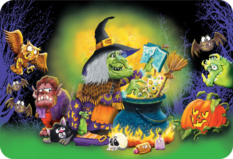 Green Witch with Cauldron