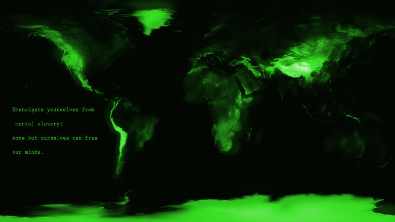green world map with text