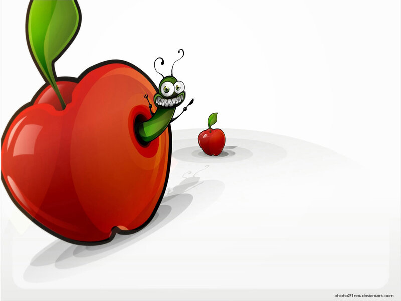 Green Worm in Apple