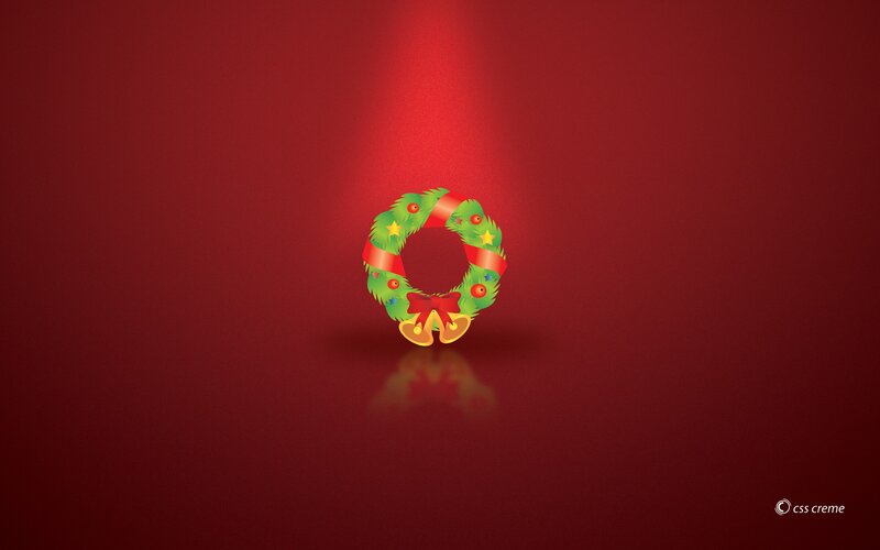 Green Wreath with Bells — Red, Festive