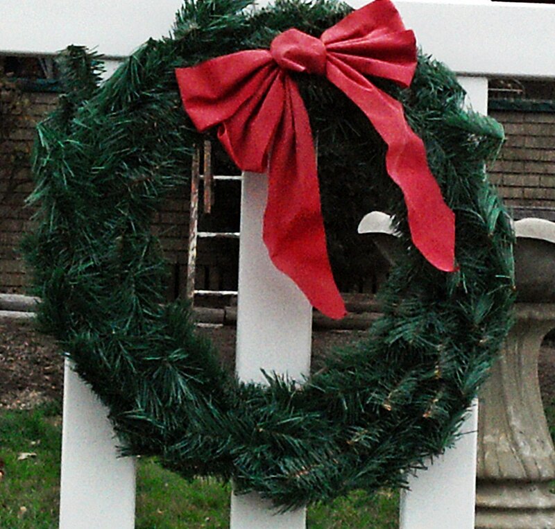 Green Wreath with Red Bow